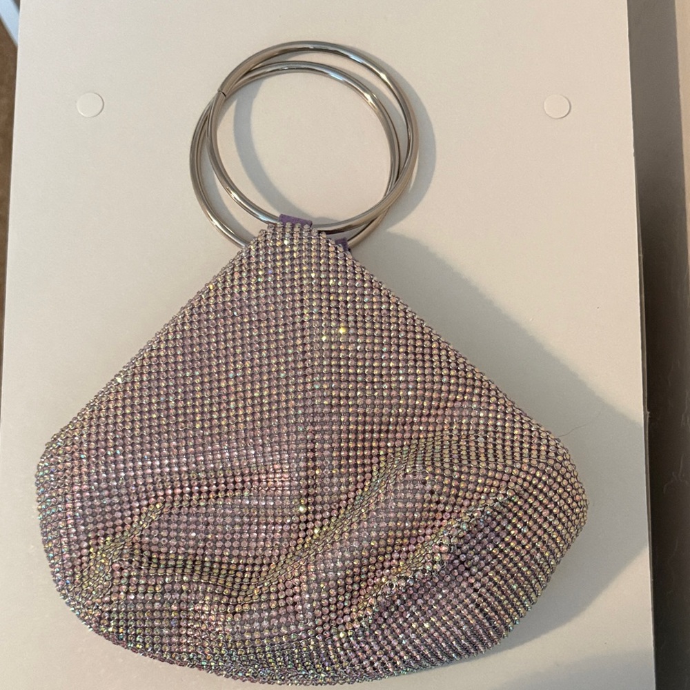 Olga Berg Ellie Crystal Mesh Bag in Lilac/Lavender